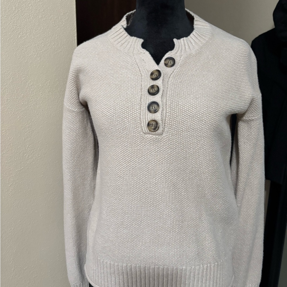 Women's Cream Button-Up Sweater